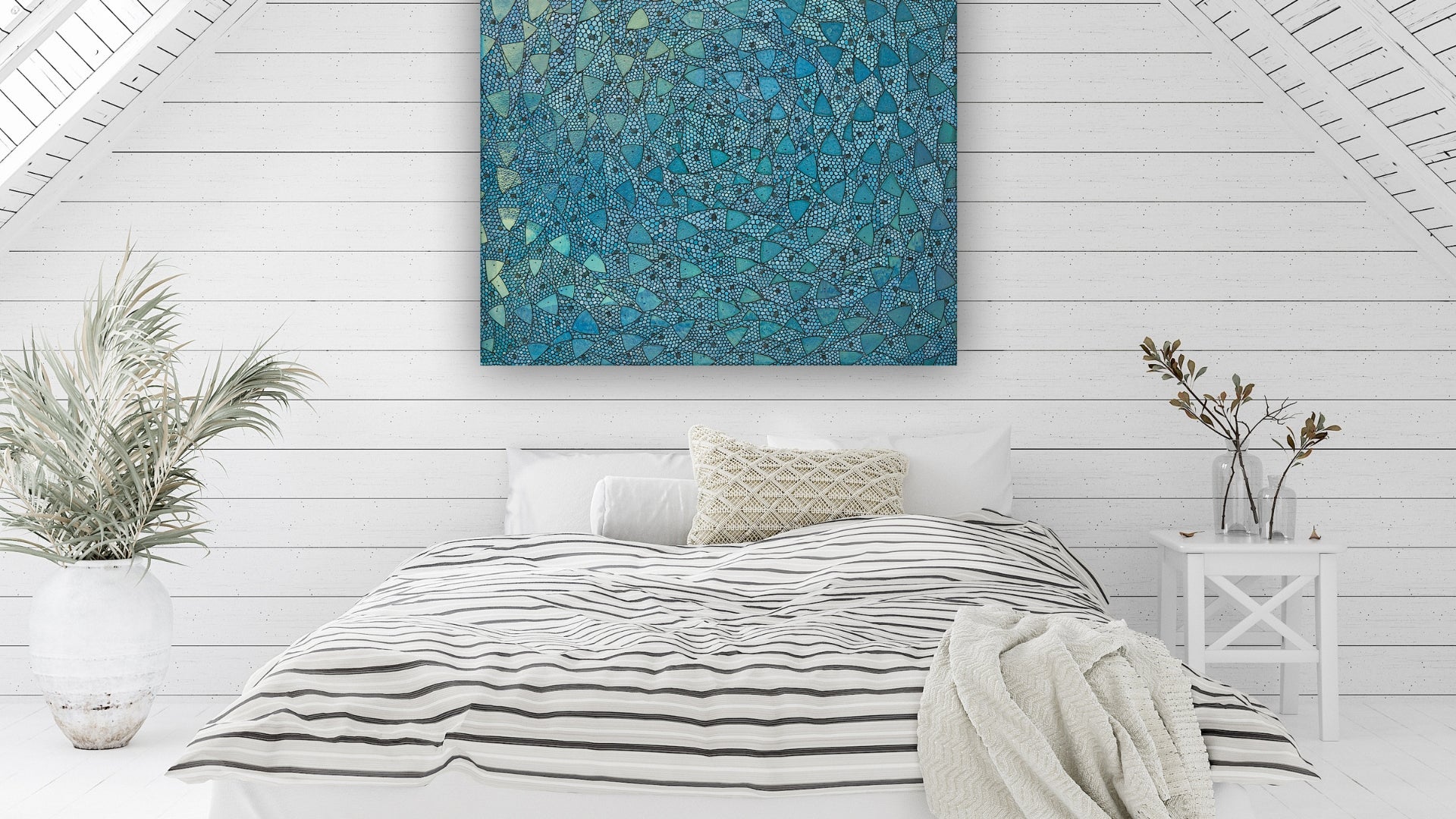 Blue Sardines, an oil on canvas original painting by Seth B Minkin