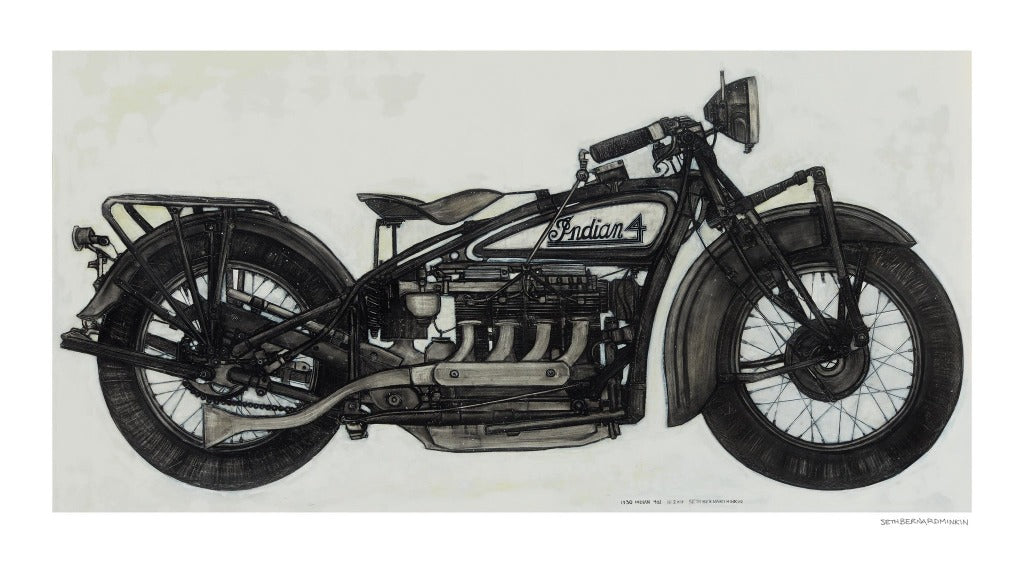 vintage indian motorcycle limited edition print by seth b minkin