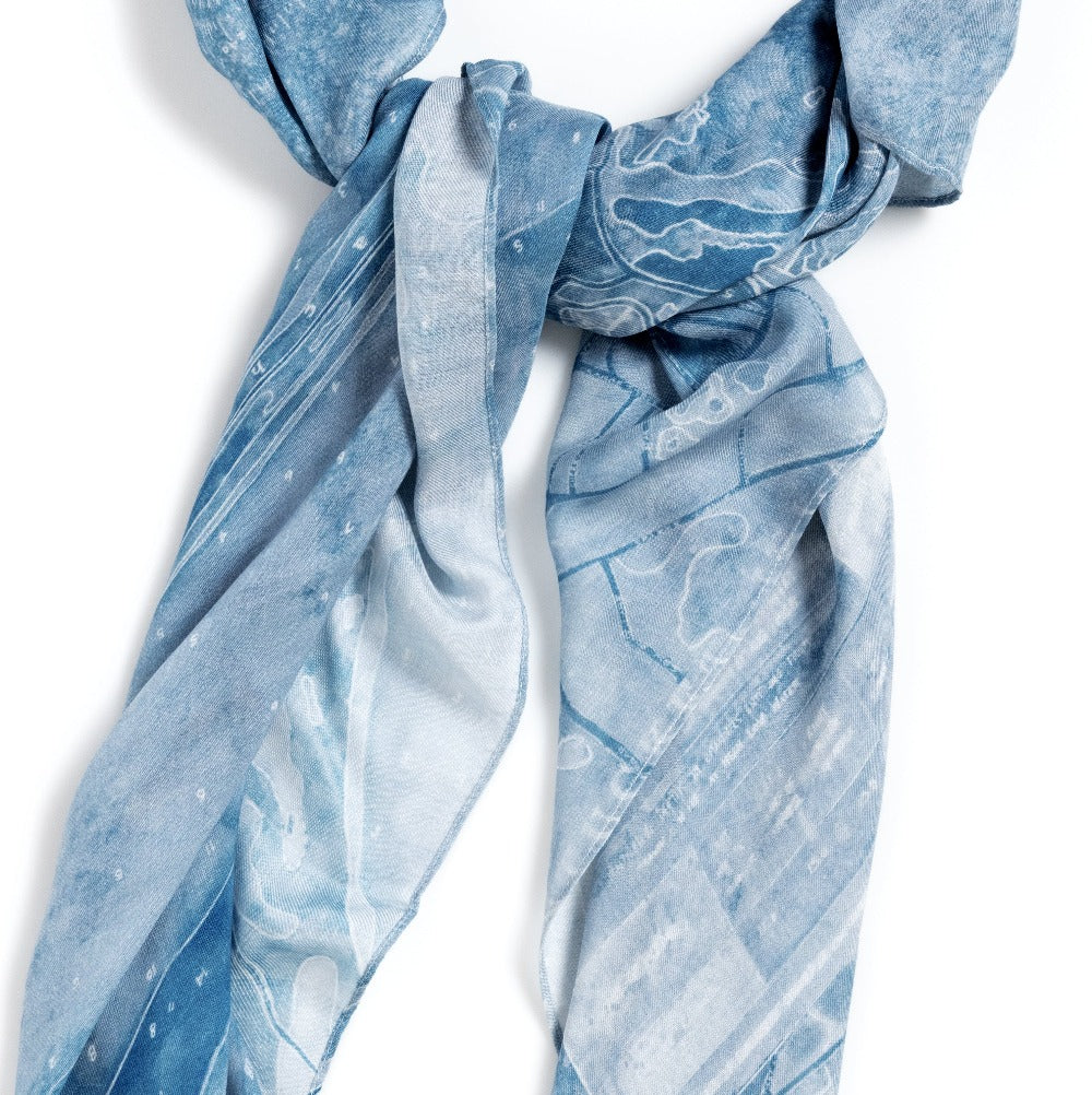 Nantucket Harbor square modal cashmere scarf by Seth B. Minkin