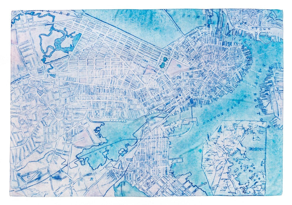 Boston Map jumbo oblong modal cashmere scarf by Seth B. Minkin