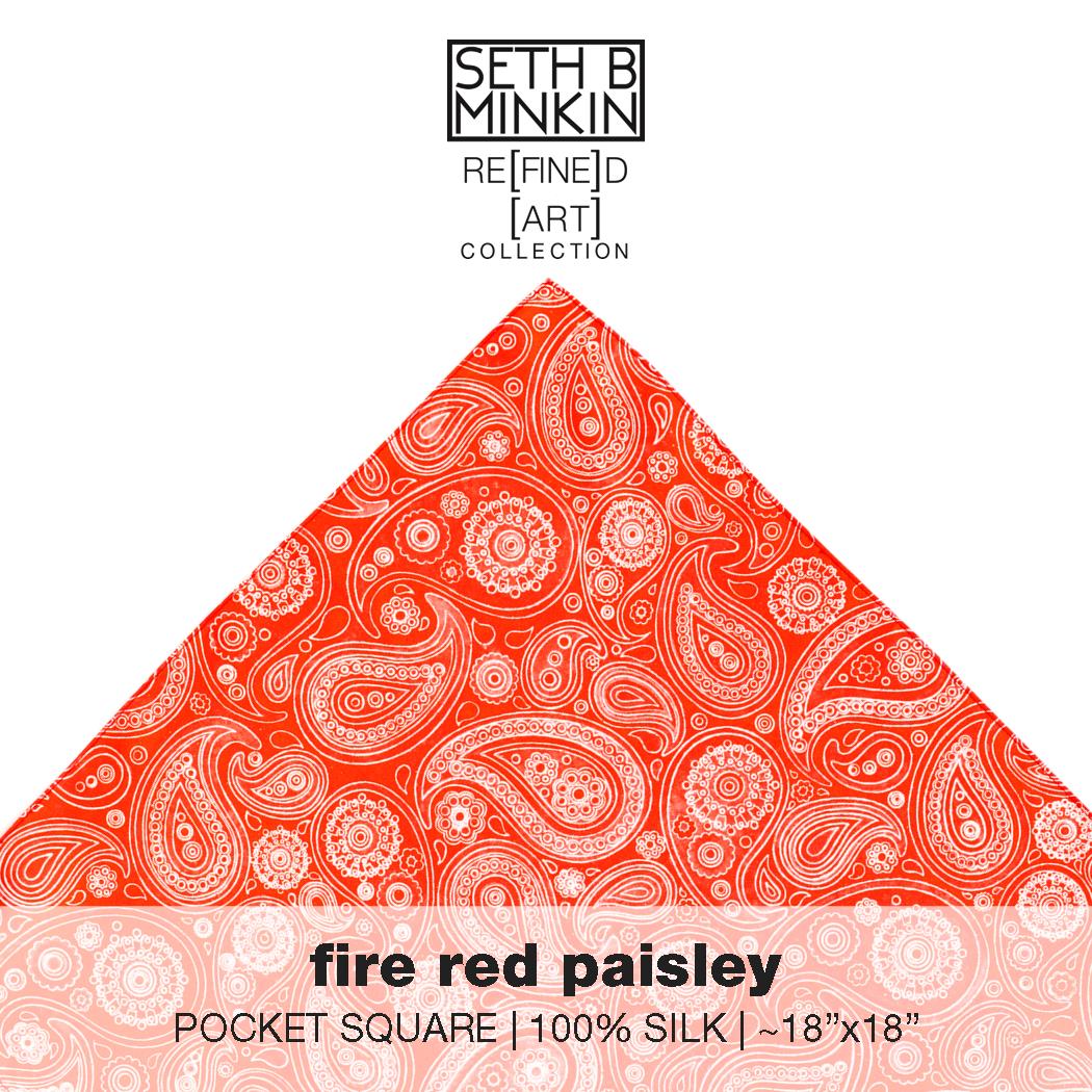 [fire red paisley]  [silk square] - Seth B. Minkin