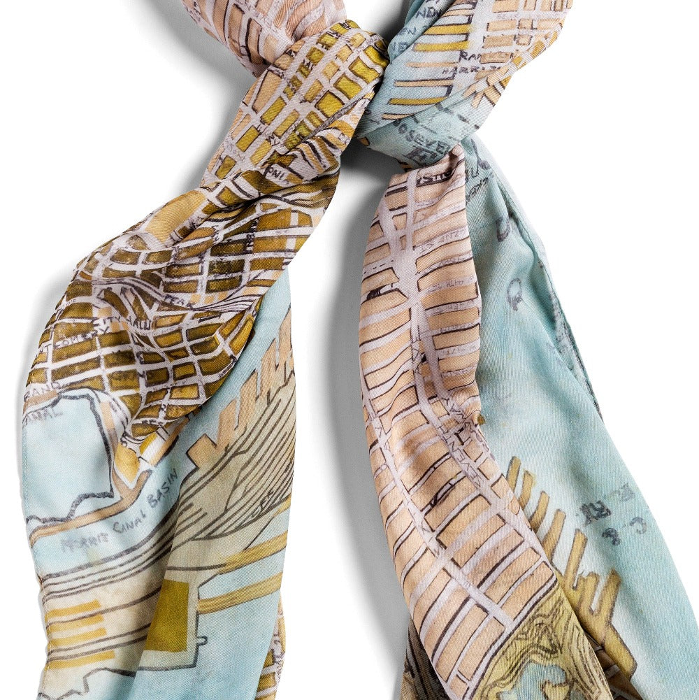Gold Manhattan large oblong modal cashmere scarf by Seth B. Minkin