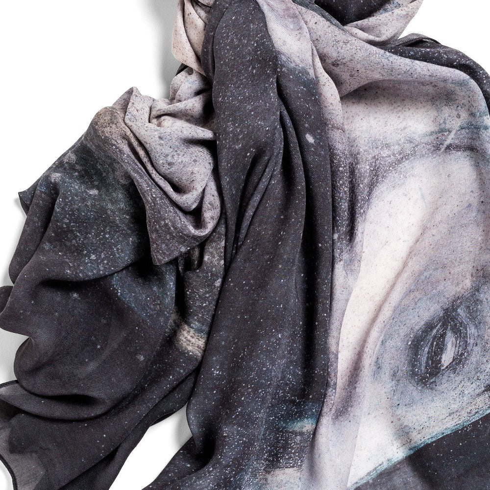 Horse jumbo oblong modal cashmere scarf by Seth B. Minkin