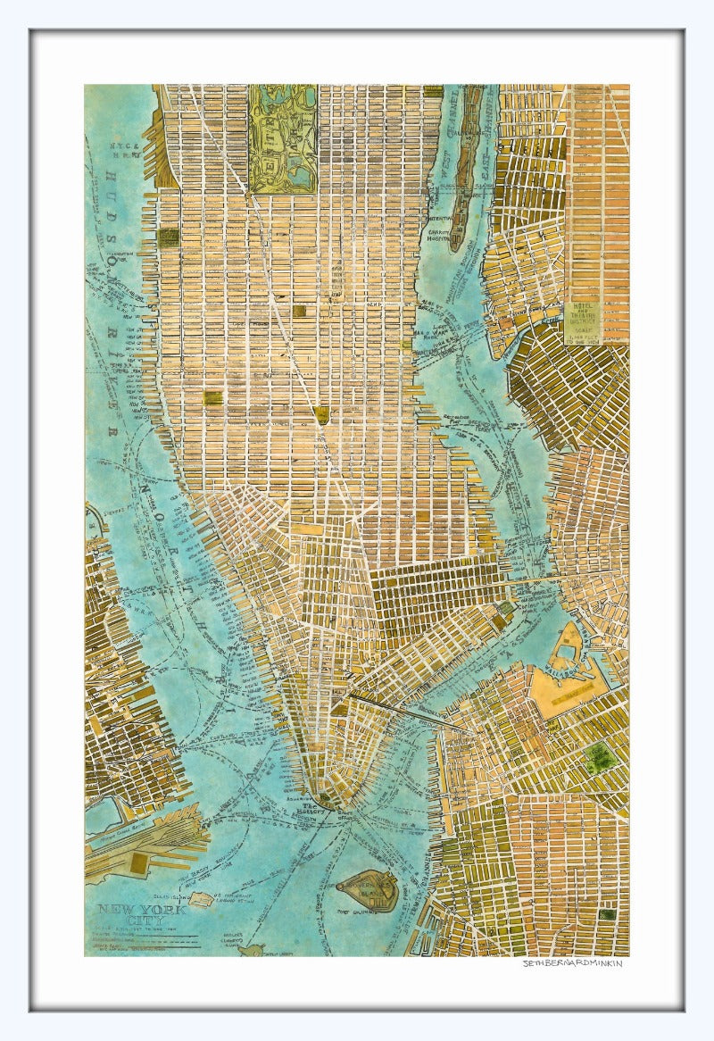 Manhattan Map limited edition print by Seth B. Minkin