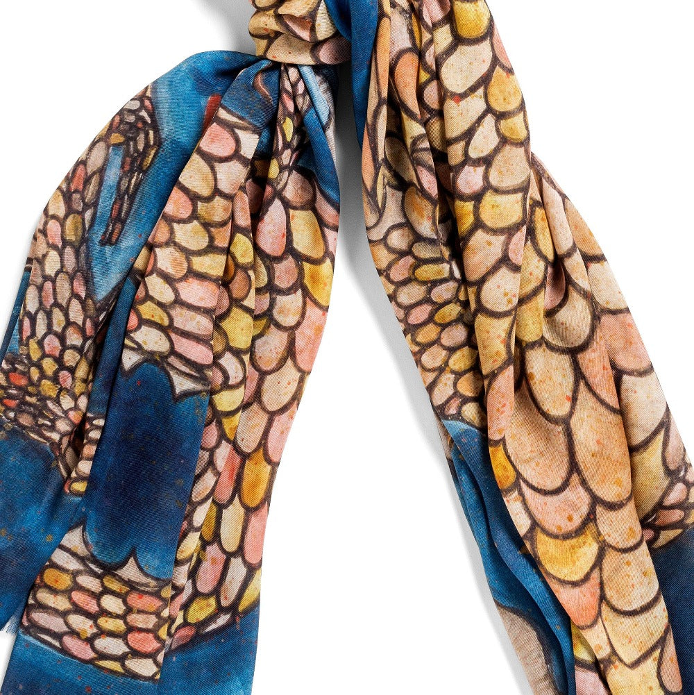 Dragon large oblong modal cashmere scarf by Seth B. Minkin
